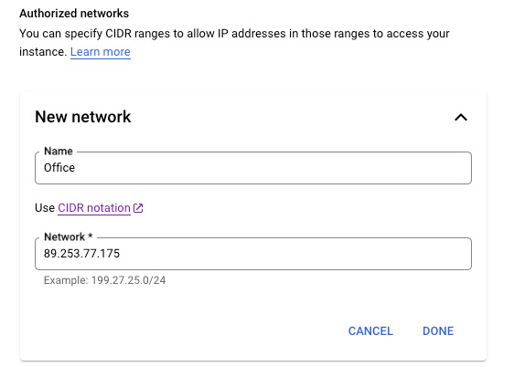 Add network to database