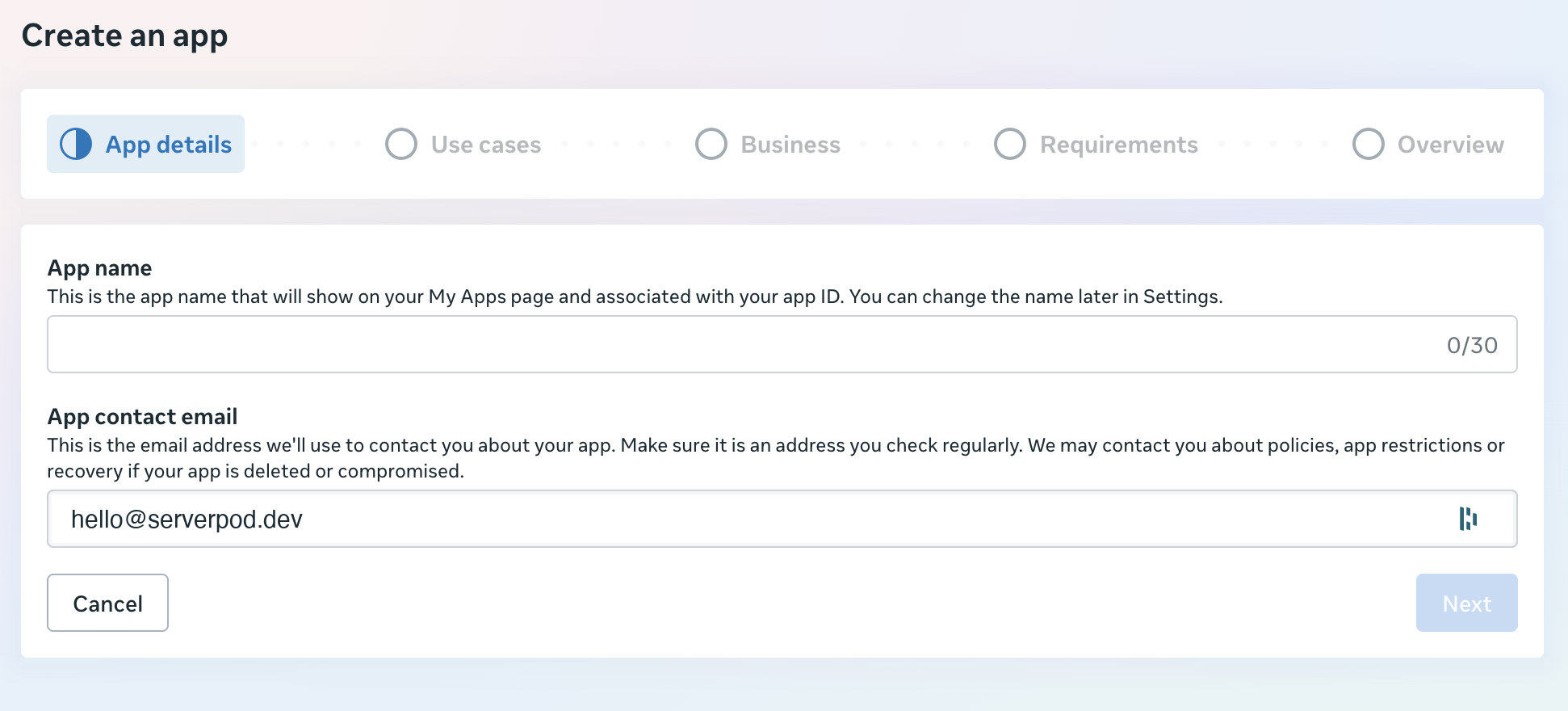 Create app details
