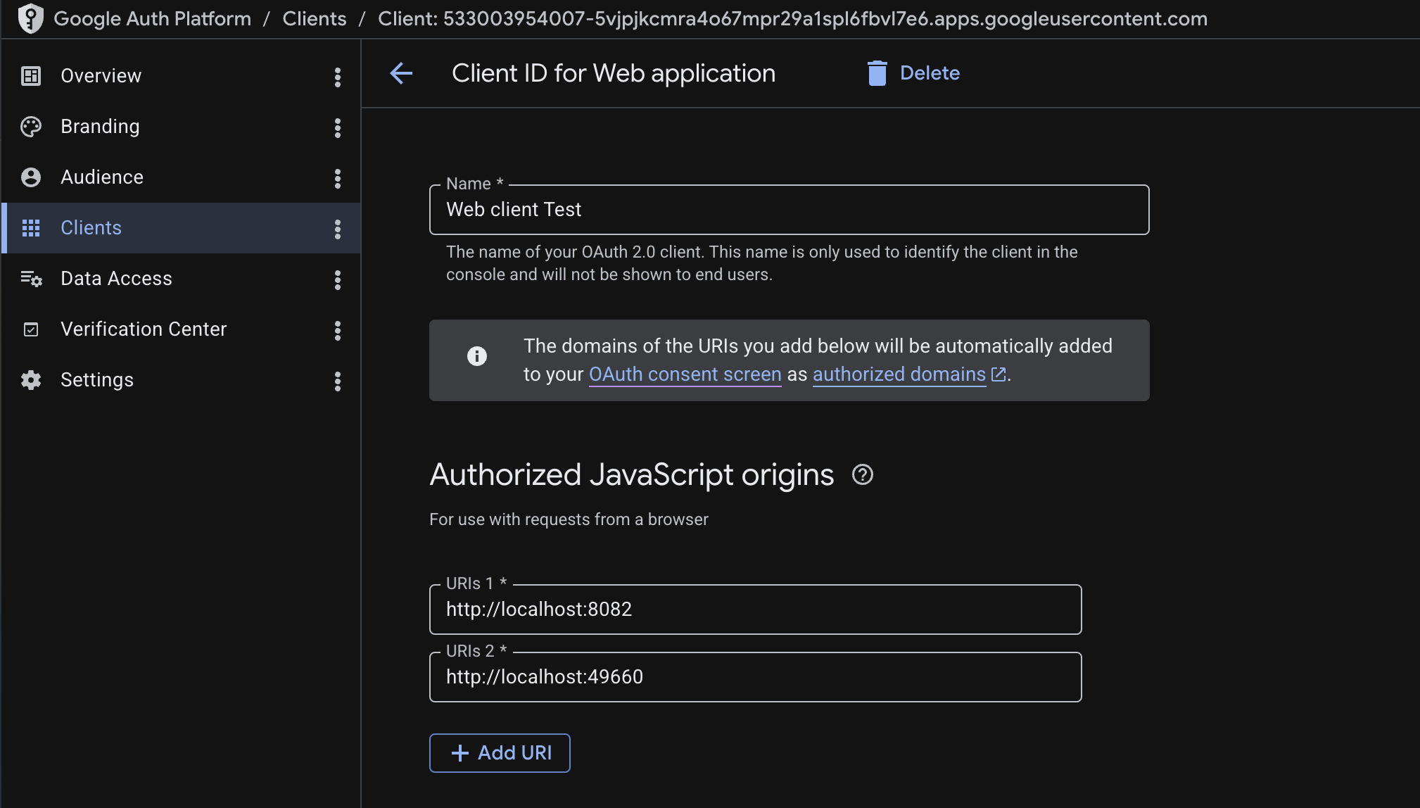 Google credentials