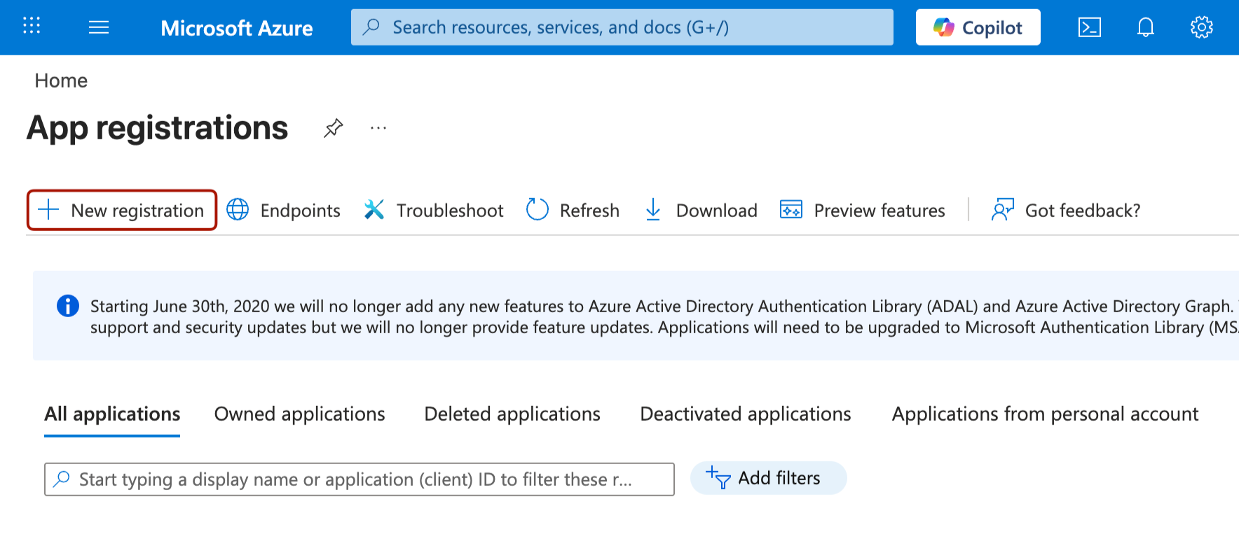New App Registration