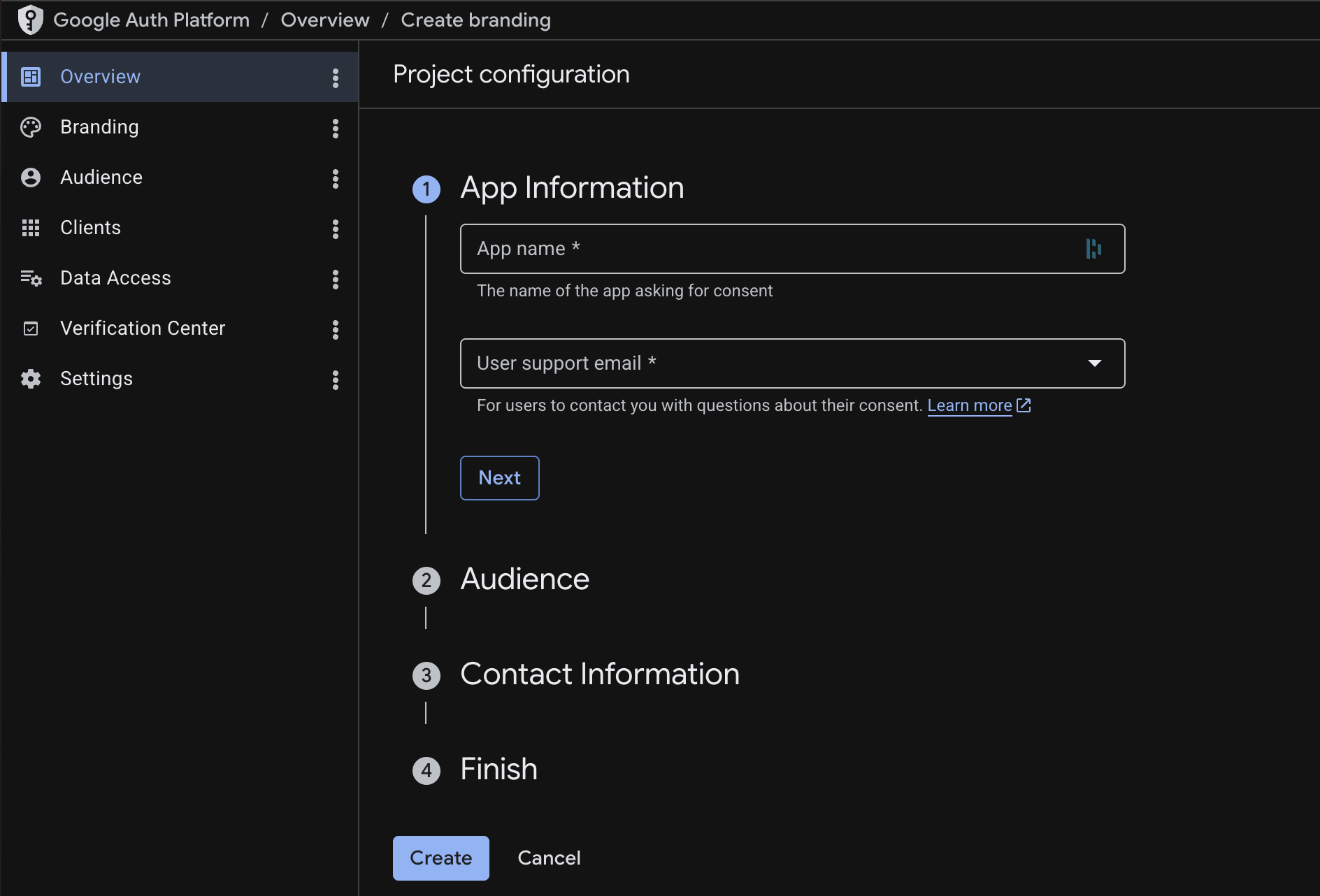 Project configuration wizard