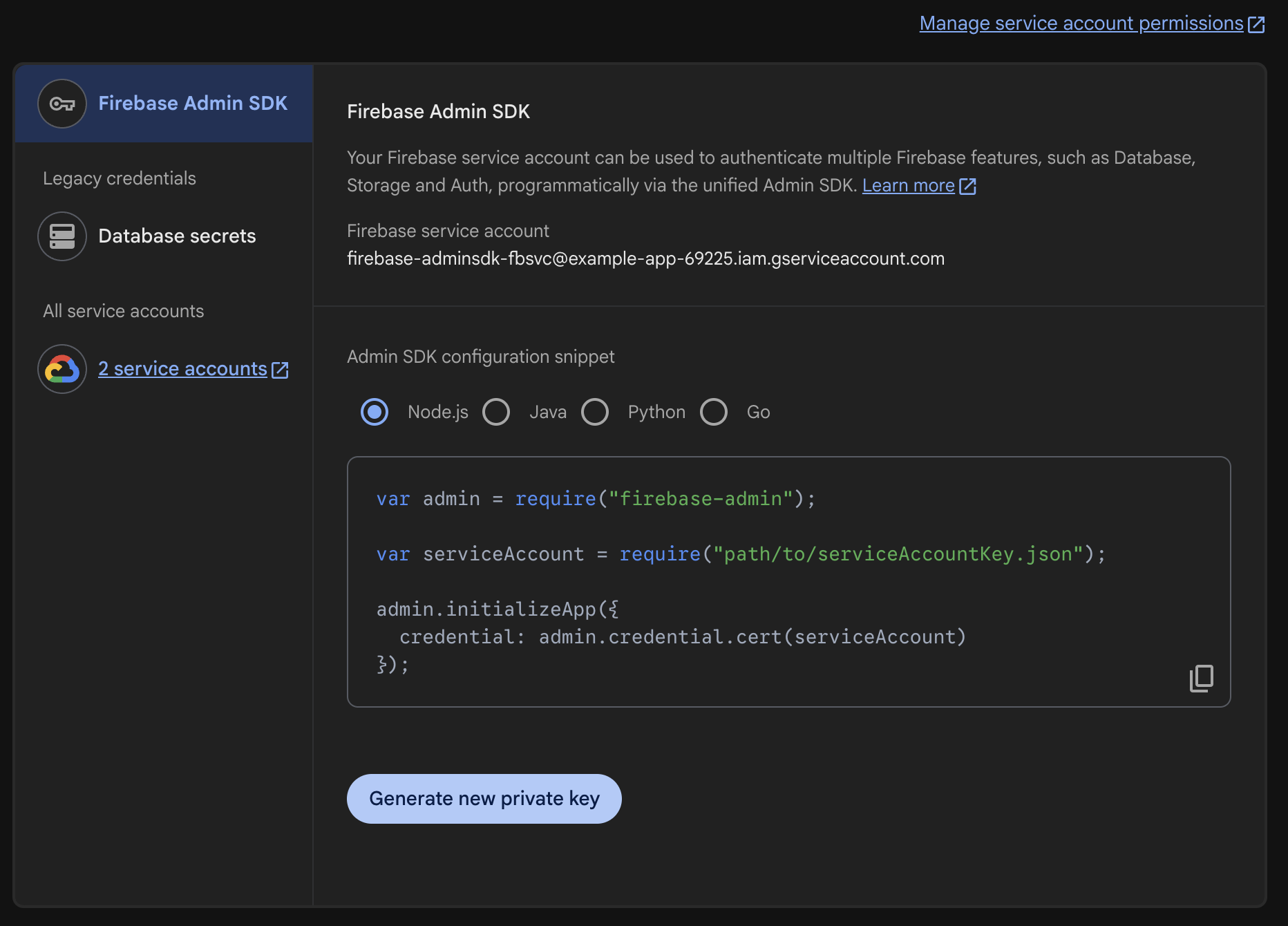 Generate new private key button