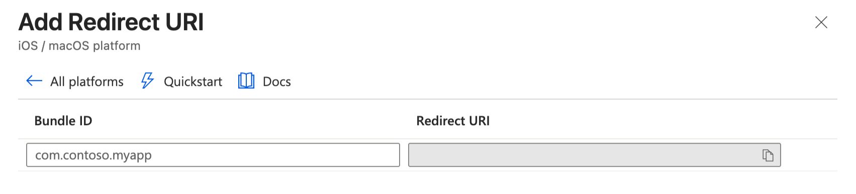 iOS/macOS Redirect URI