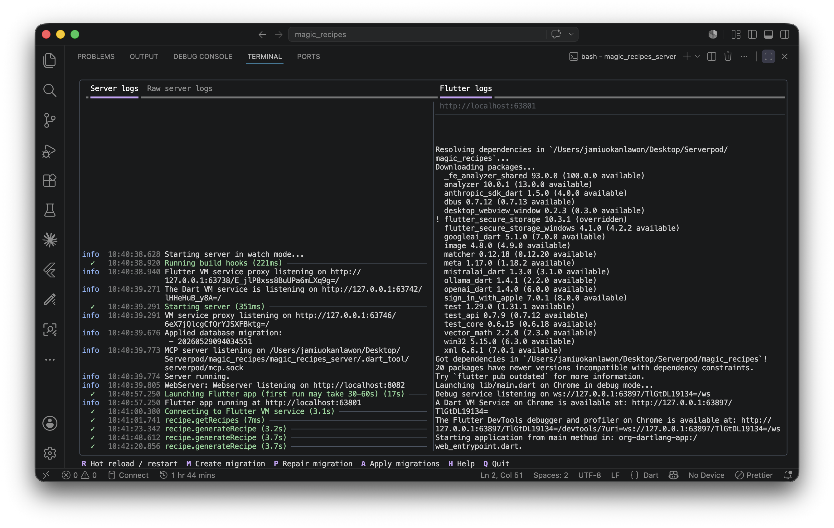 serverpod start tui